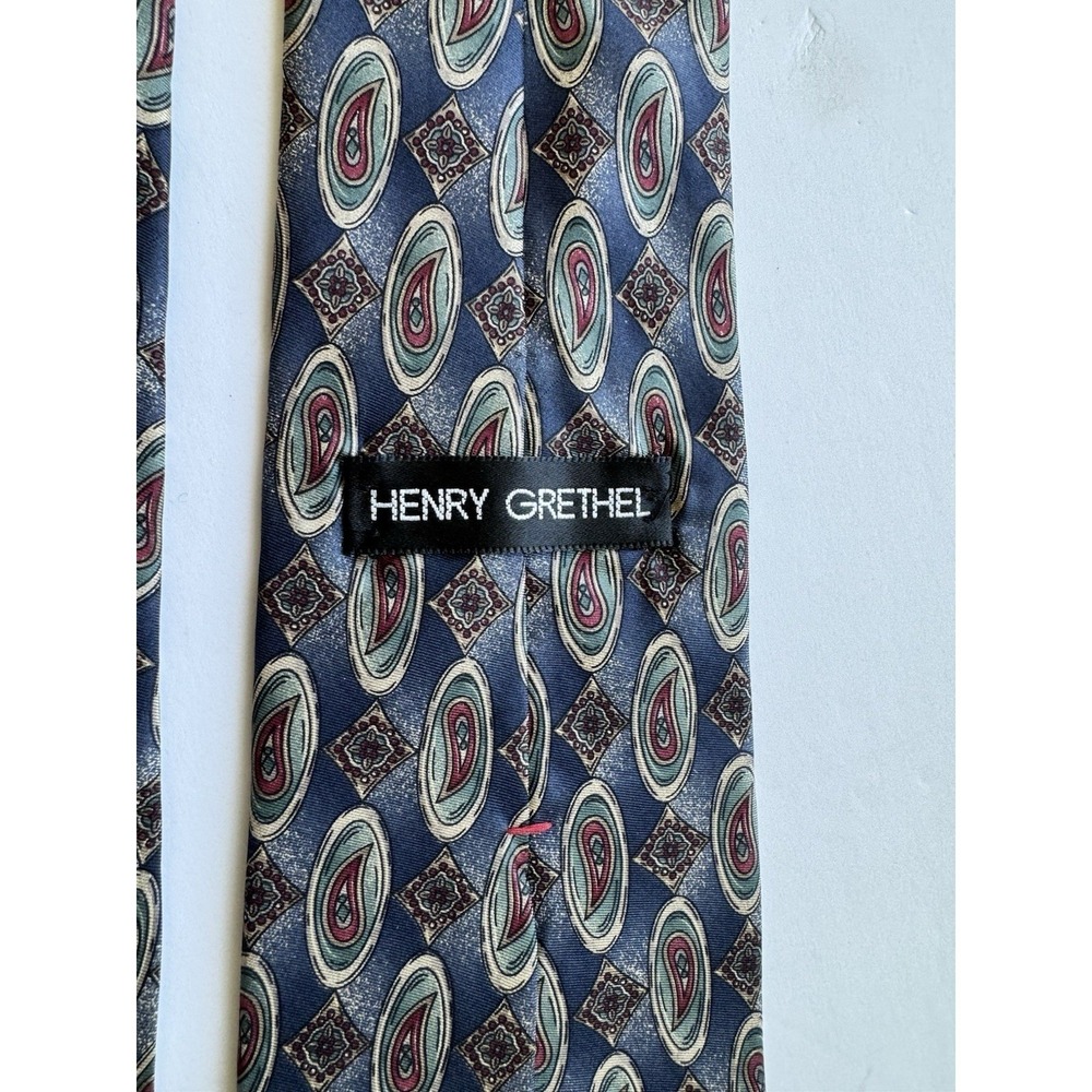 Henry Grethel Paisley 100% Silk Tie Made In USA